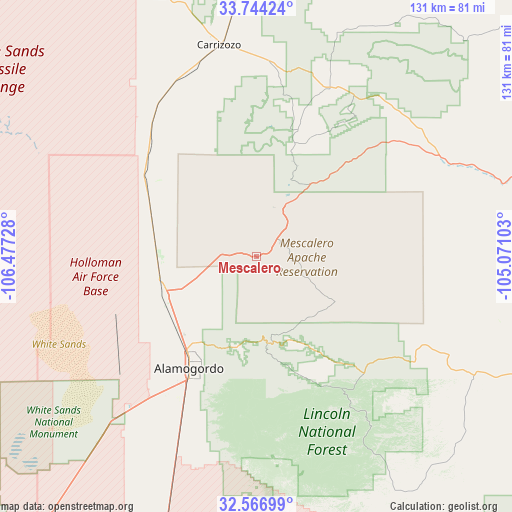 Mescalero on map