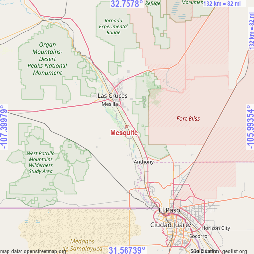 Mesquite on map