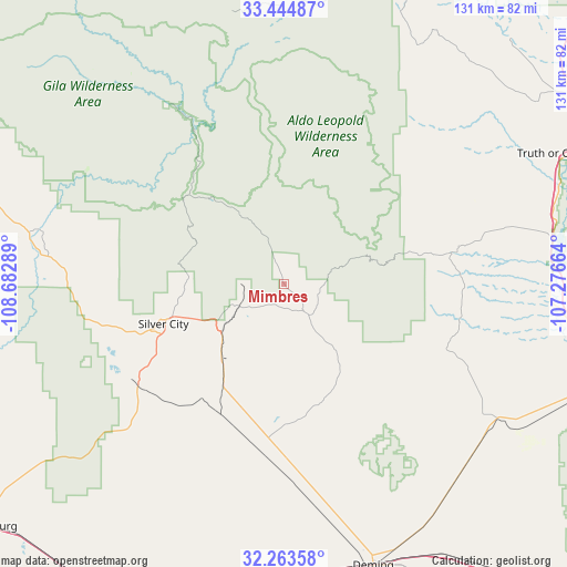 Mimbres on map