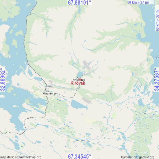 Kirovsk on map
