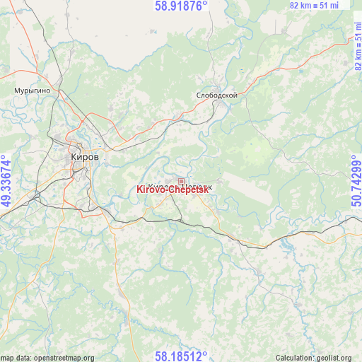 Kirovo-Chepetsk on map