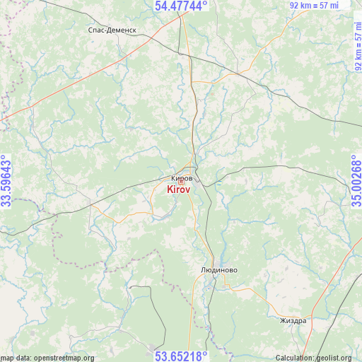 Kirov on map