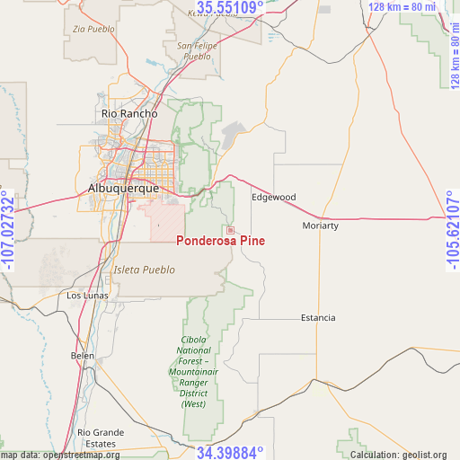 Ponderosa Pine on map