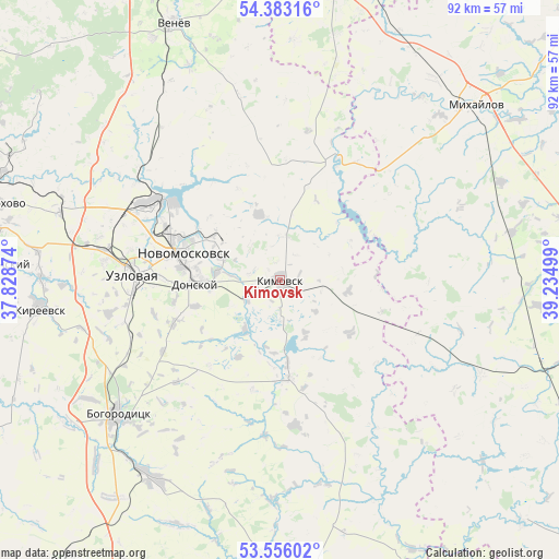 Kimovsk on map
