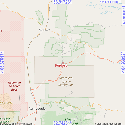 Ruidoso on map