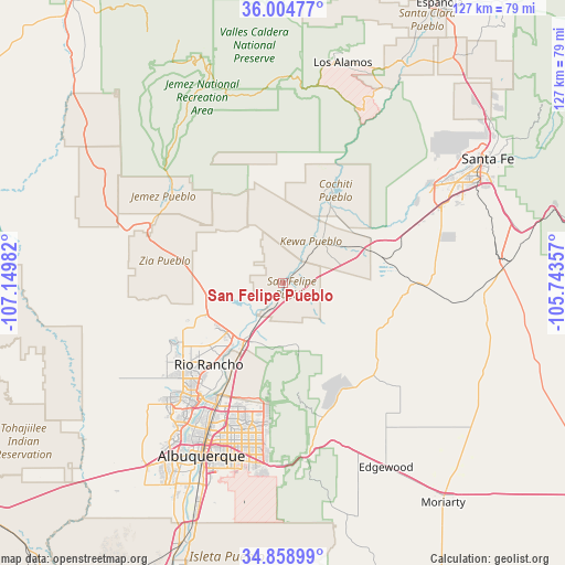 San Felipe Pueblo on map
