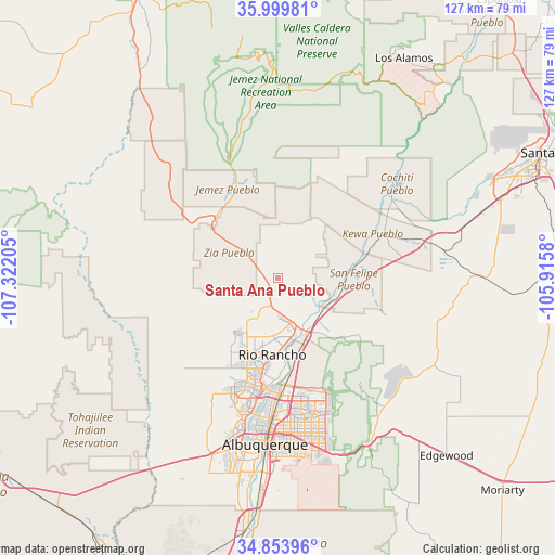 Santa Ana Pueblo on map