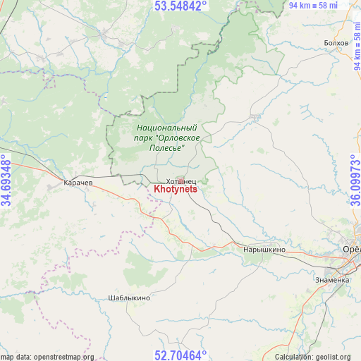 Khotynets on map