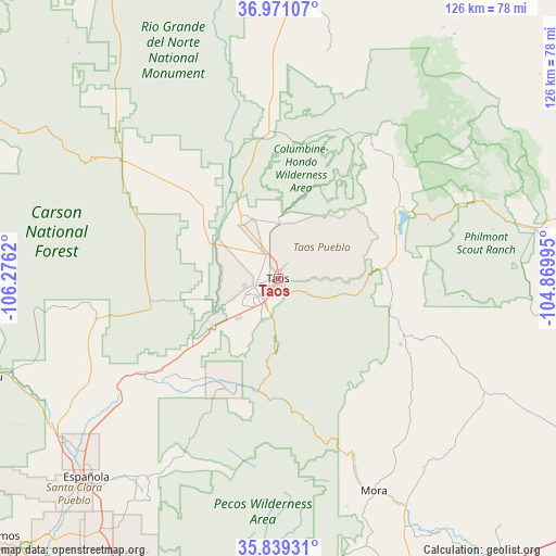 Taos on map