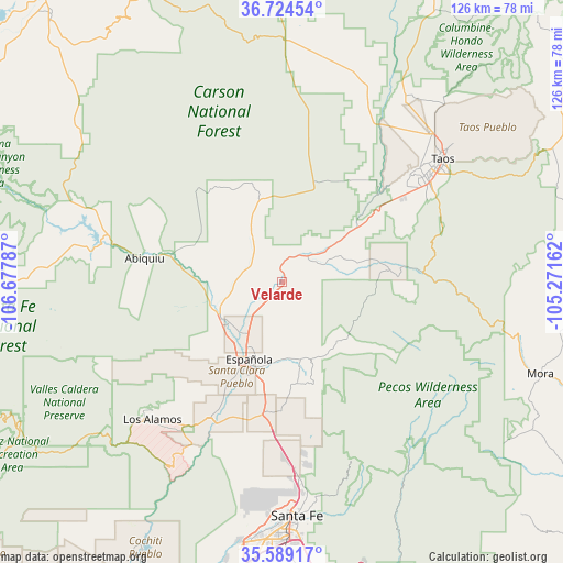 Velarde on map