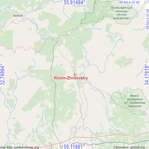 Kholm-Zhirkovskiy on map