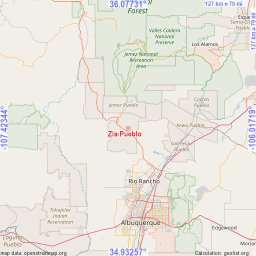 Zia Pueblo on map
