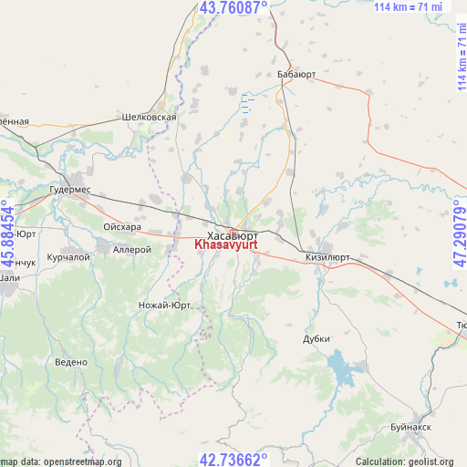 Khasavyurt on map