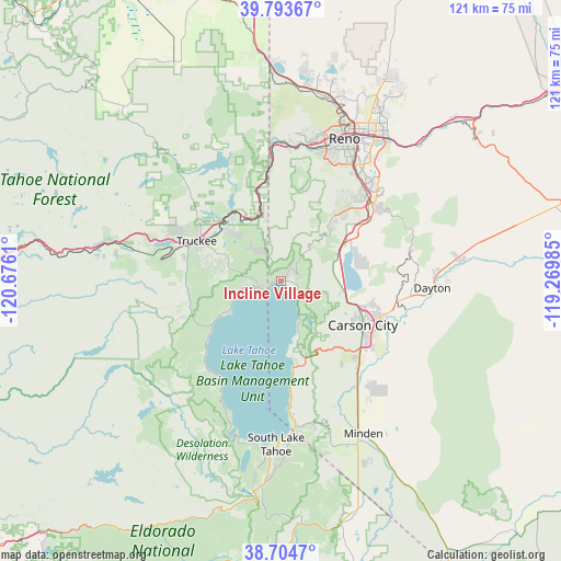 Incline Village on map