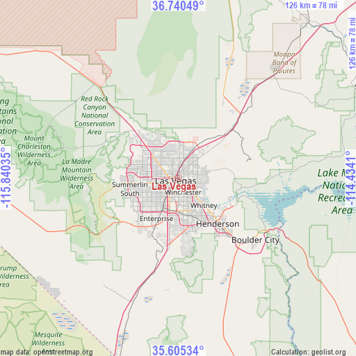 Las Vegas on map