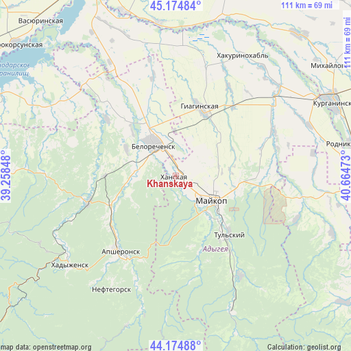 Khanskaya on map