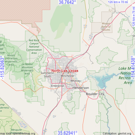 North Las Vegas on map