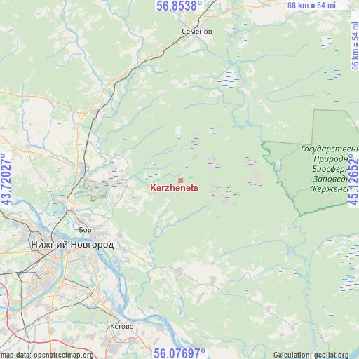 Kerzhenets on map