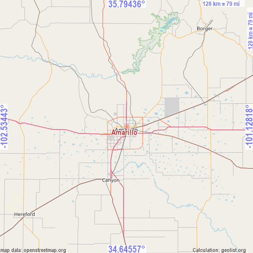 Amarillo on map