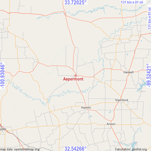 Aspermont on map