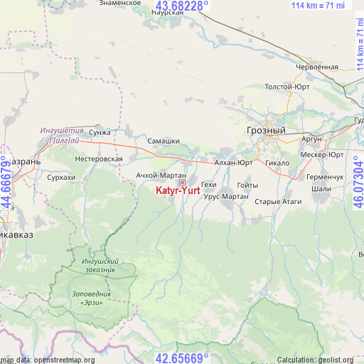 Katyr-Yurt on map