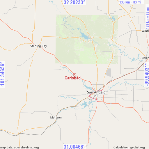 Carlsbad on map