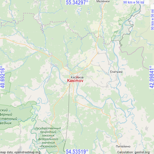 Kasimov on map