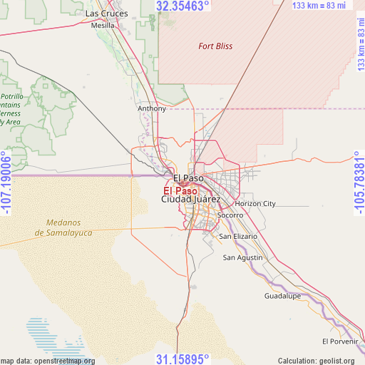 El Paso on map