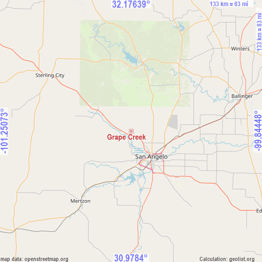 Grape Creek on map