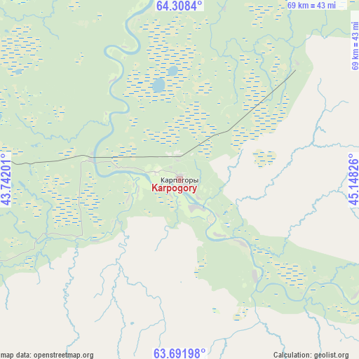 Karpogory on map