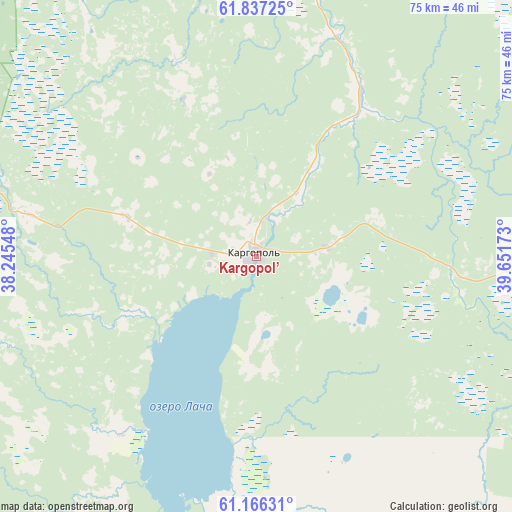 Kargopol’ on map