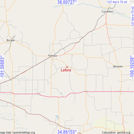 Lefors on map