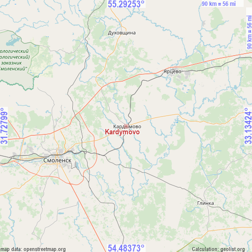 Kardymovo on map