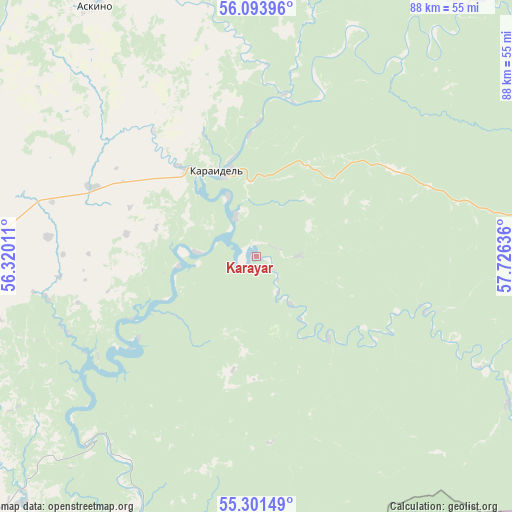 Karayar on map