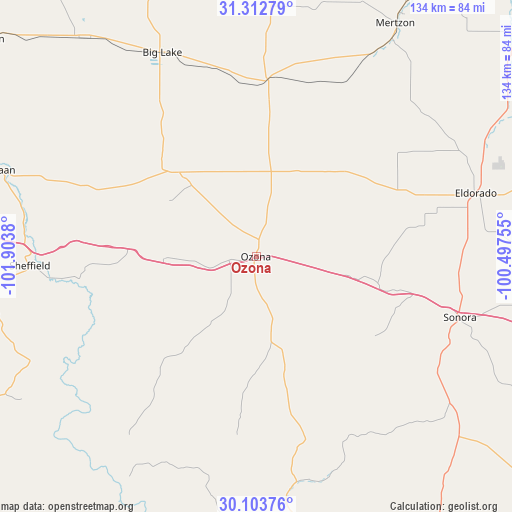 Ozona on map