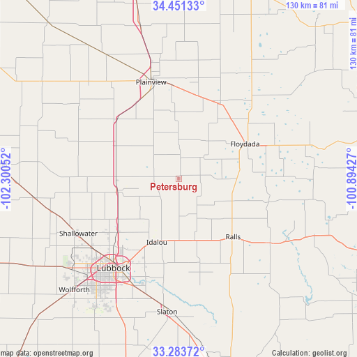 Petersburg on map
