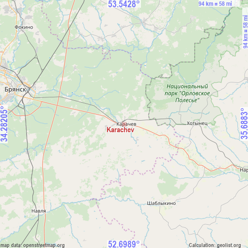 Karachev on map