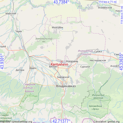 Kantyshevo on map