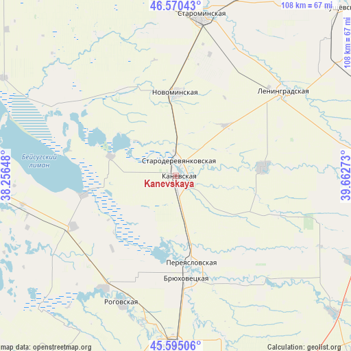Kanevskaya on map