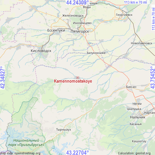 Kamennomostskoye on map