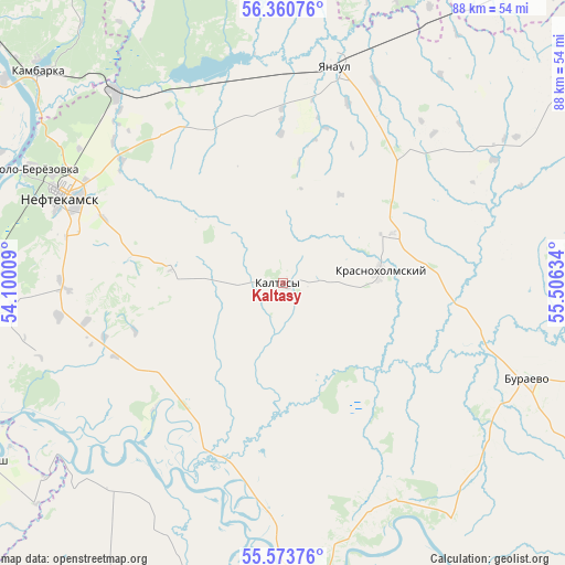 Kaltasy on map