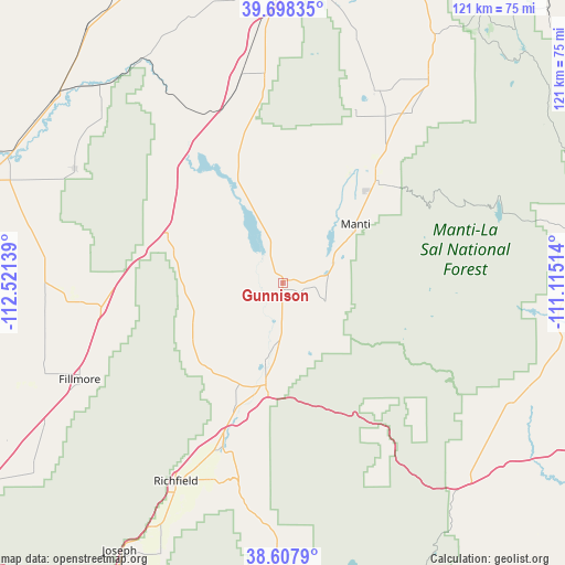 Gunnison on map