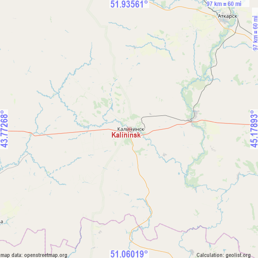 Kalininsk on map