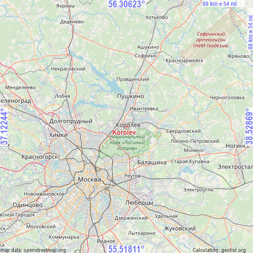 Korolev on map