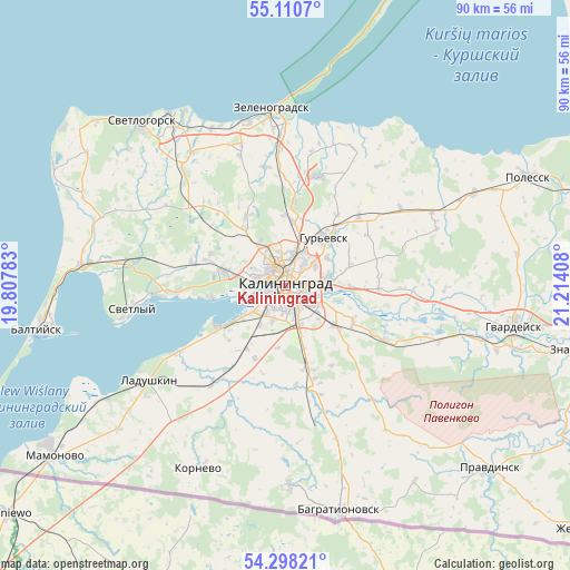 Kaliningrad on map