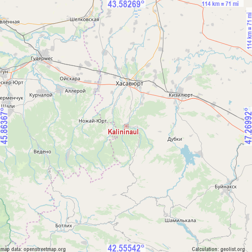 Kalininaul on map