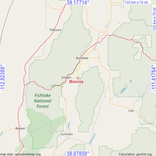 Monroe on map