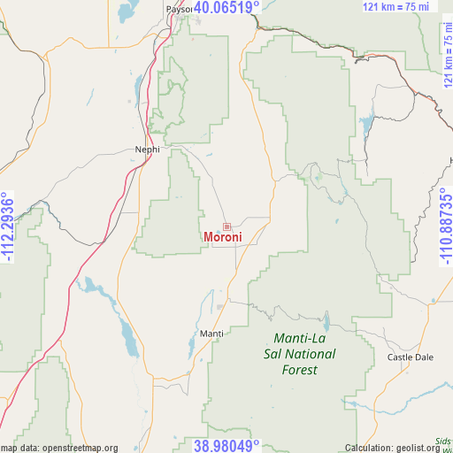 Moroni on map