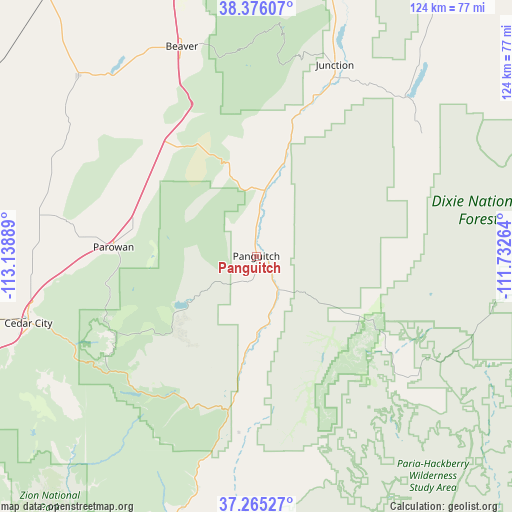 Panguitch on map