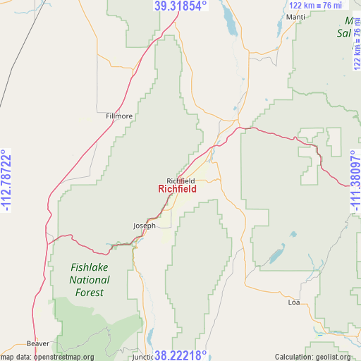 Richfield on map